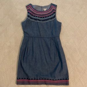 J.Crew denim dress with embroidery